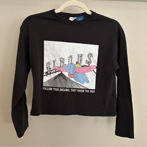 Zara x Disney Black Dumbo Cropped Long Sleeve Shirt Kids 11/12 – Rare Collab